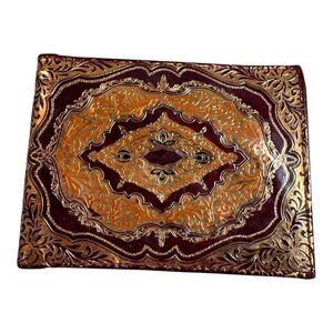 Vintage Embossed Italian Florentine Leather Wallet With Gold Ornate Design READ